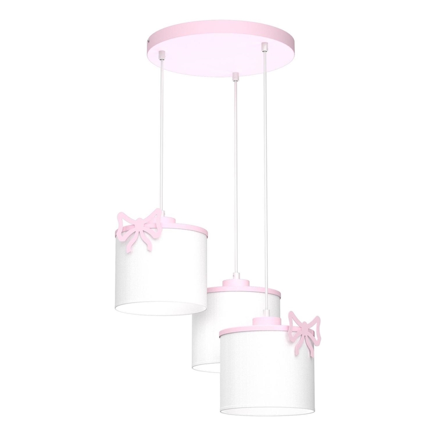 Kinder hanglamp aan een koord SWEET 3xE27/15W/230V wit/roze/vlinder
