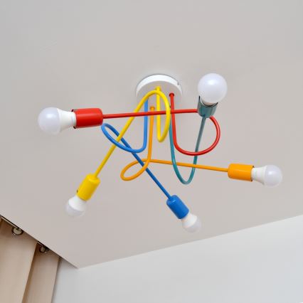 Kinder LED hanglamp aan een koord OXFORD 5xE27/15W/230V