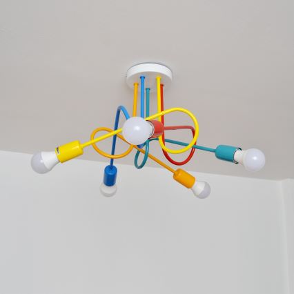 Kinder LED hanglamp aan een koord OXFORD 5xE27/15W/230V
