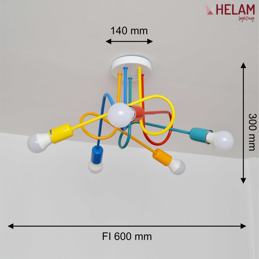 Kinder LED hanglamp aan een koord OXFORD 5xE27/15W/230V