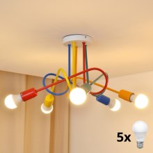 Kinder LED hanglamp aan een koord OXFORD 5xE27/60W/230V