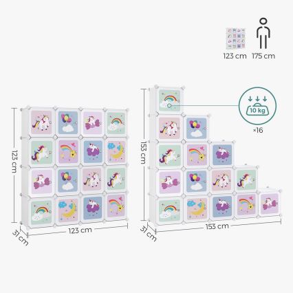 Kinder modulaire kast met opbergboxen ANET kleurrijk