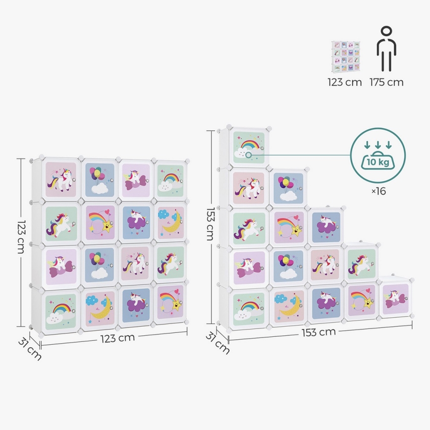Kinder modulaire kast met opbergboxen ANET kleurrijk