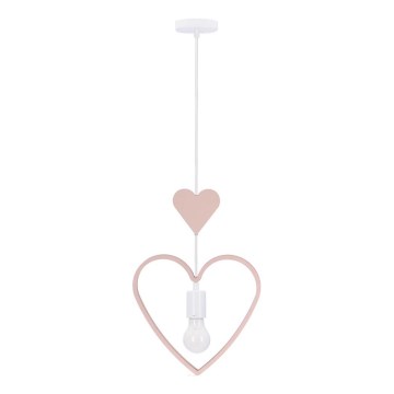 Kinder ophanglamp HEART 1xE27/20W/230V roze/wit