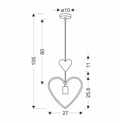 Kinder ophanglamp HEART 1xE27/20W/230V roze/wit