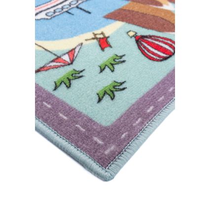 Kinder vloerkleed STELLA STREETS 100x150 cm turkoois/stad