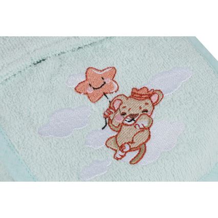 Kinderbadstof set ASLAN - badjas, handdoek, washandje mint
