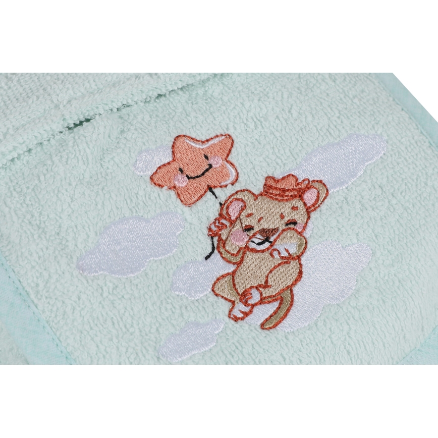 Kinderbadstof set ASLAN - badjas, handdoek, washandje mint
