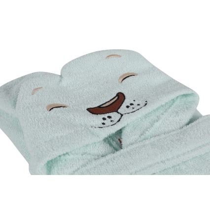 Kinderbadstof set ASLAN - badjas, handdoek, washandje mint