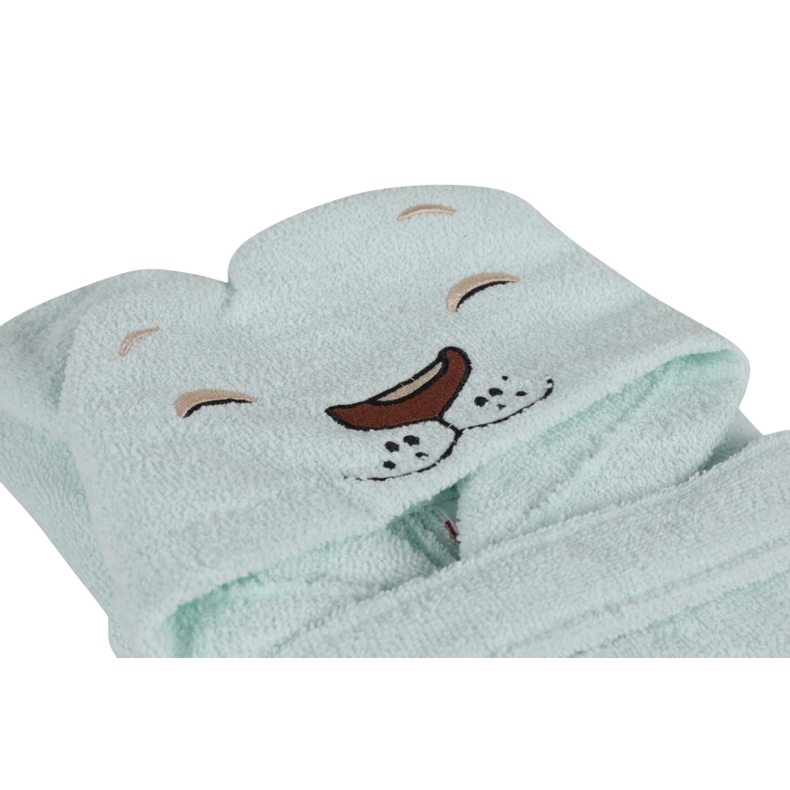 Kinderbadstof set ASLAN - badjas, handdoek, washandje mint