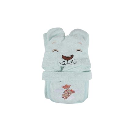 Kinderbadstof set ASLAN - badjas, handdoek, washandje mint