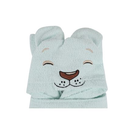 Kinderbadstof set ASLAN - badjas, handdoek, washandje mint