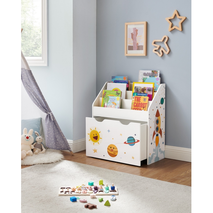 Kinderboekenkast met lade ANET wit