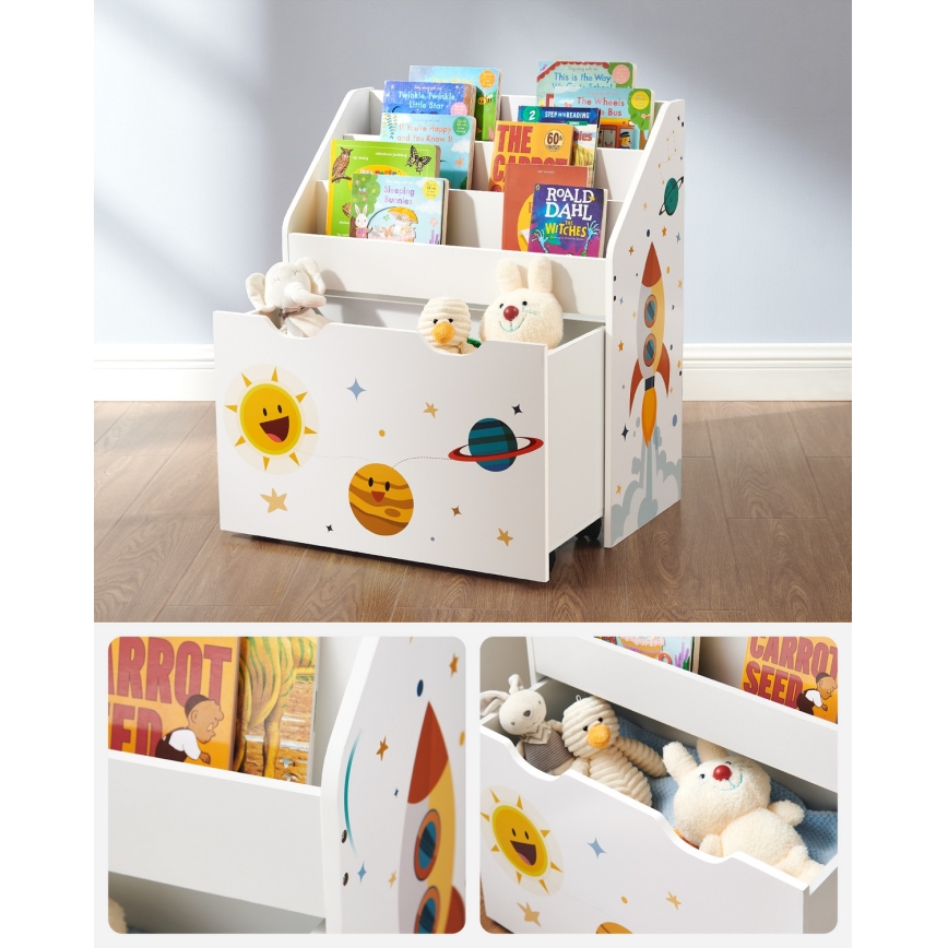 Kinderboekenkast met lade ANET wit