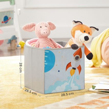Kinderboekenplank met stoffen dozen ANET wit