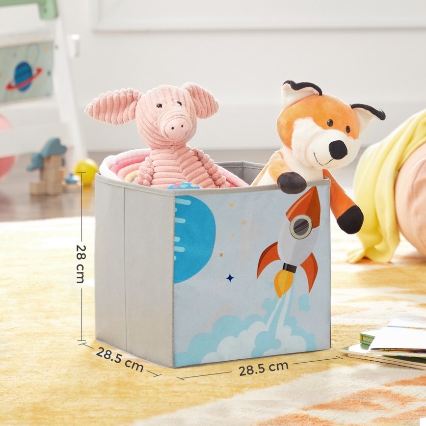Kinderboekenplank met stoffen dozen ANET wit