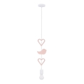 Kinderhanglamp aan snoer HEART 1xE27/20W/230V roze/wit