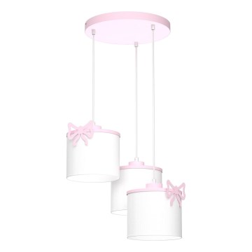 Kinderhanglamp aan snoer SWEET 3xE27/15W/230V wit/roze met strik