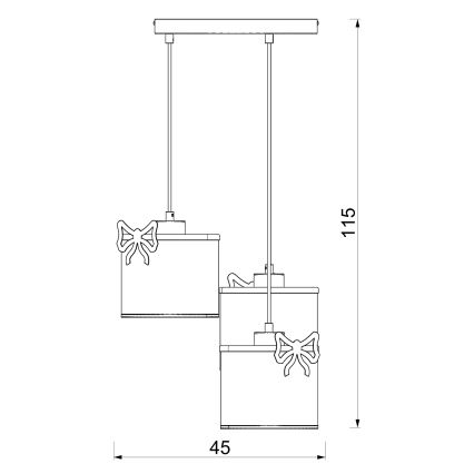 Kinderhanglamp aan snoer SWEET 3xE27/15W/230V wit/roze met strik