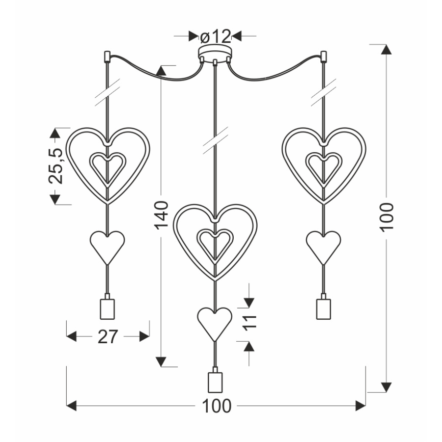 Kinderhanglamp aan snoer TRIO 3xE27/20W/230V roze/wit/grijs