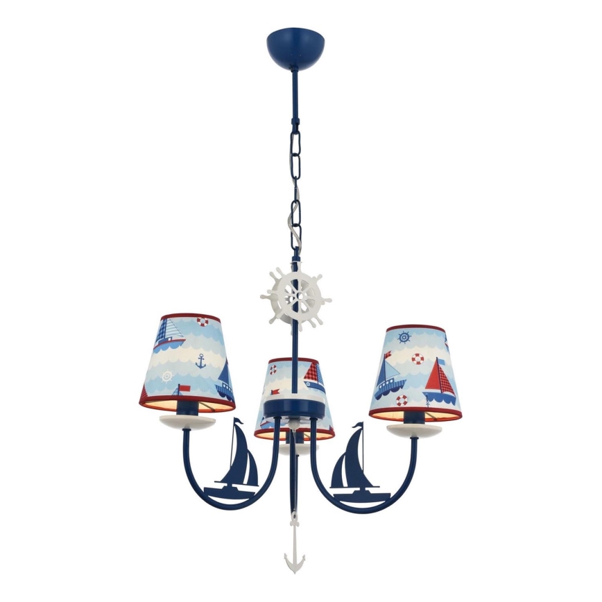 Kinderhanglamp BOAT 3xE14/40W/230V blauw