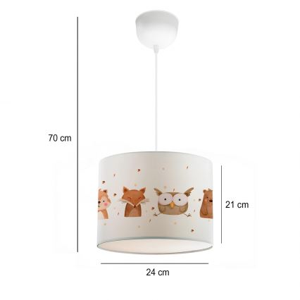 Kinderhanglamp CANDY 1xE27/40W/230V wit/bruin