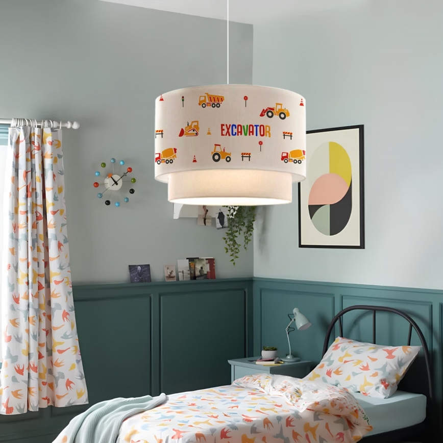 Kinderhanglamp CANDY 1xE27/40W/230V wit/oranje