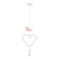Kinderhanglamp HEART aan snoer 1xE27/20W/230V roze/wit