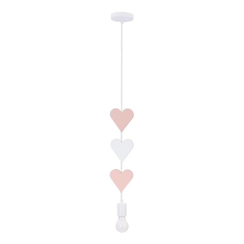 Kinderhanglamp HEART aan snoer, 1xE27/20W/230V, roze/wit