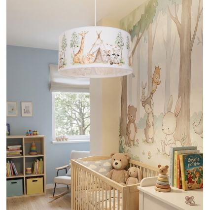 Kinderhanglamp KIDS ROOM 1xE27/60W/230V Ø 40 cm met dierenmotief