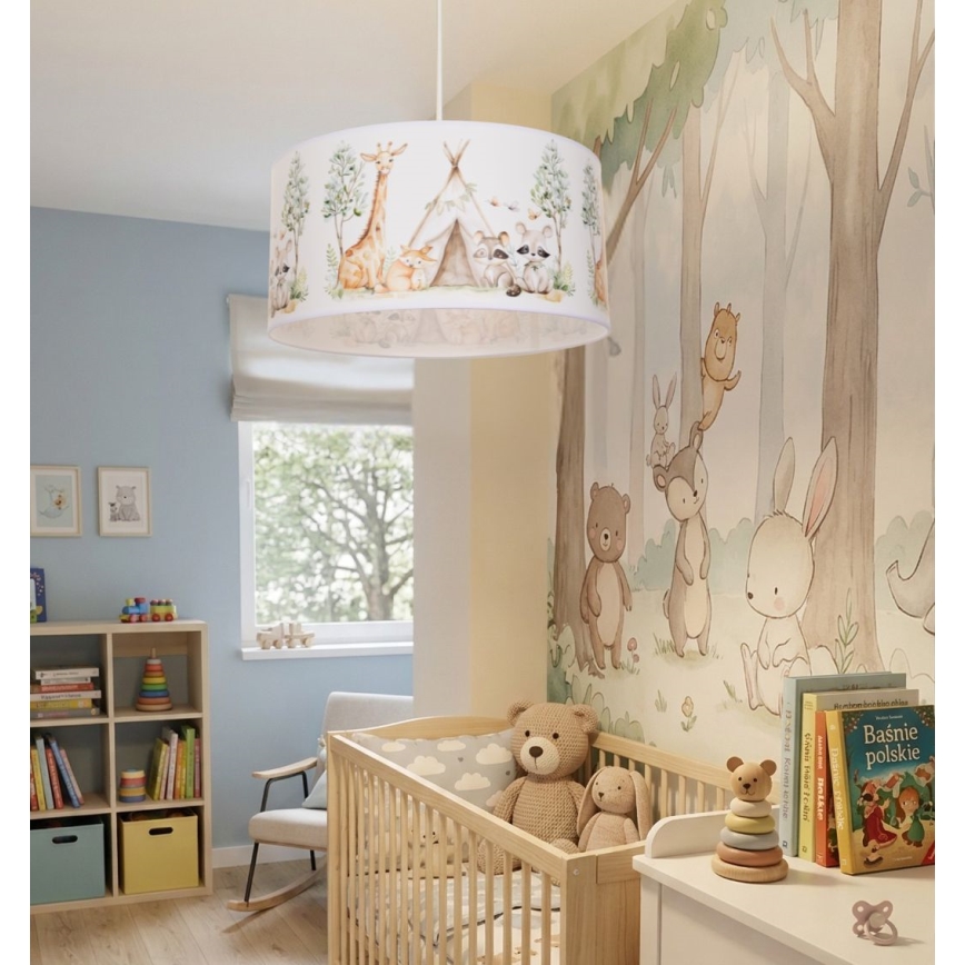 Kinderhanglamp KIDS ROOM 1xE27/60W/230V Ø 40 cm met dierenmotief