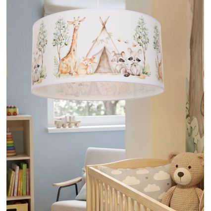 Kinderhanglamp KIDS ROOM 1xE27/60W/230V Ø 40 cm met dierenmotief