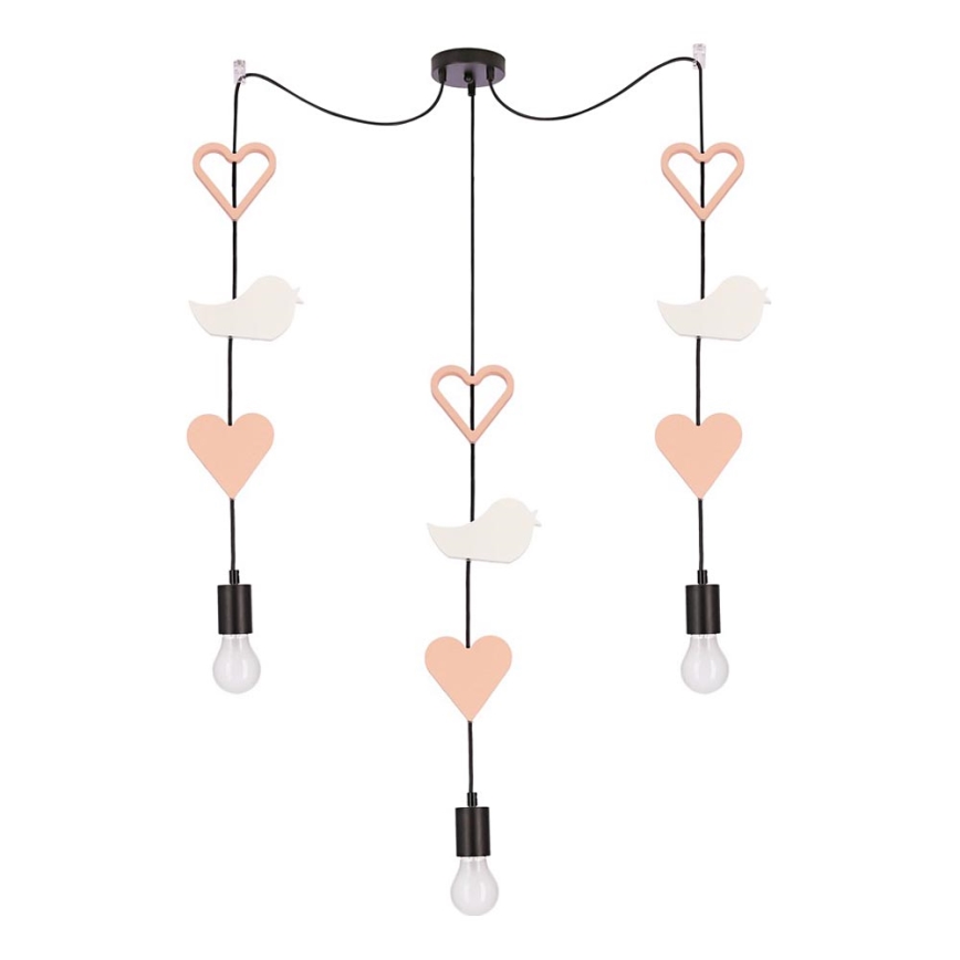 Kinderhanglamp met snoer TRIO 3xE27/20W/230V roze/wit