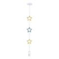 Kinderhanglamp STARS met snoer 1xE27/20W/230V geel/blauw/wit