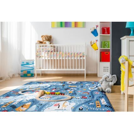 Kinderkleed STELLA STREETS 100x150 cm blauw/stad