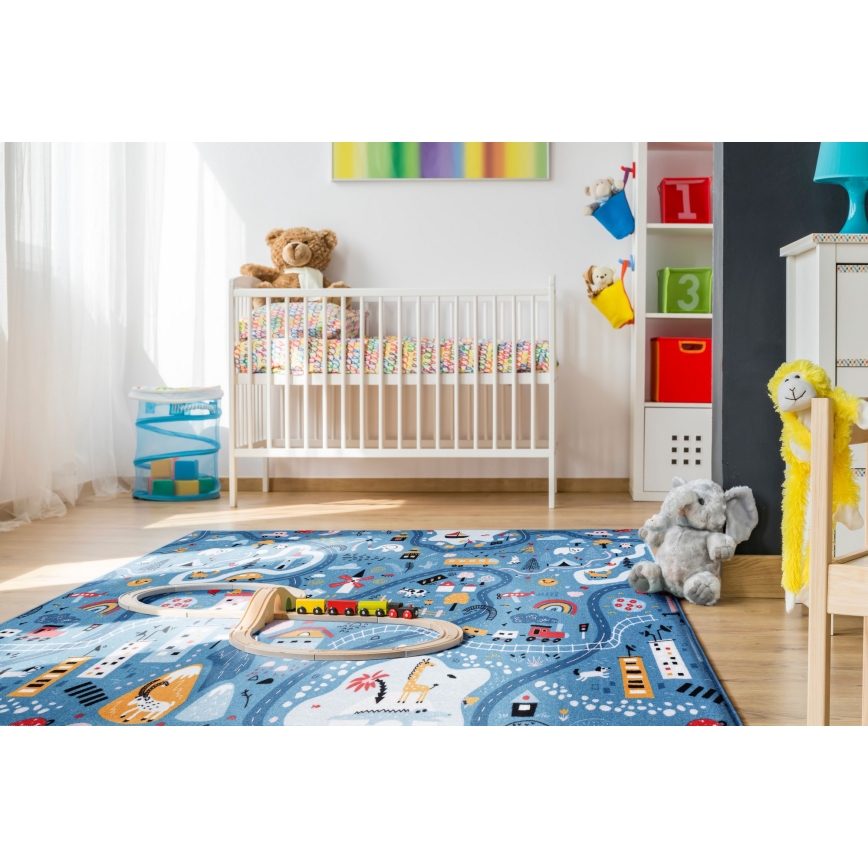 Kinderkleed STELLA STREETS 100x150 cm blauw/stad