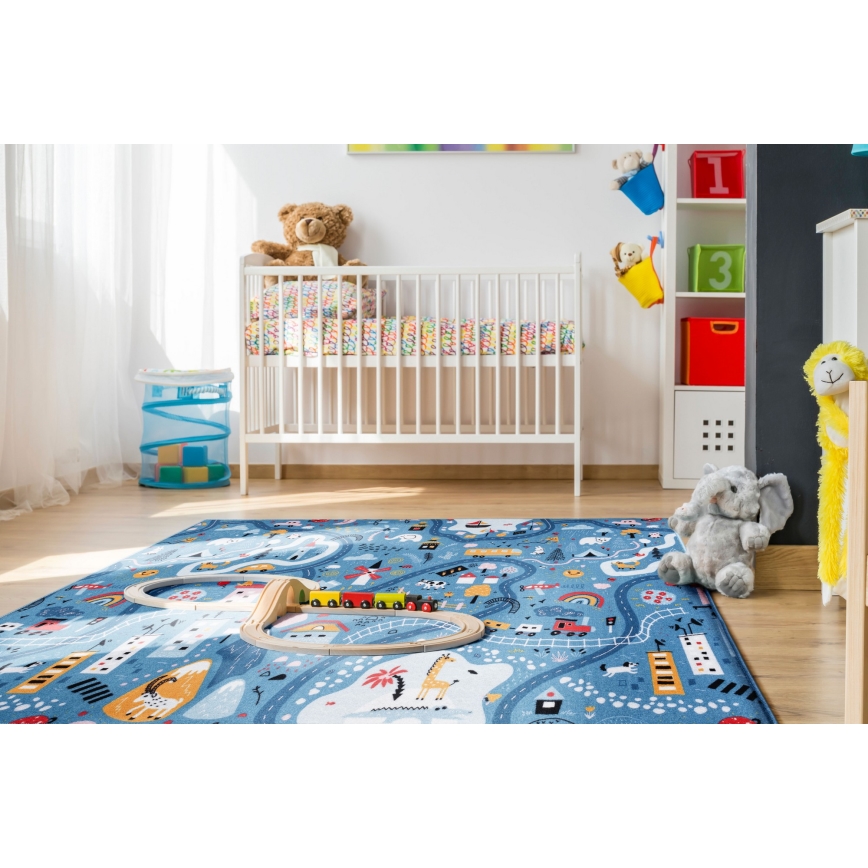 Kinderkleed STELLA STREETS 120x170 cm blauw/stad