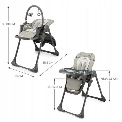 KINDERKRAFT - 2-in-1 kinderstoel TUMMIE, grijs