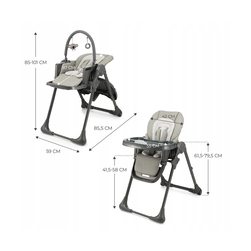 KINDERKRAFT - 2-in-1 kinderstoel TUMMIE, grijs