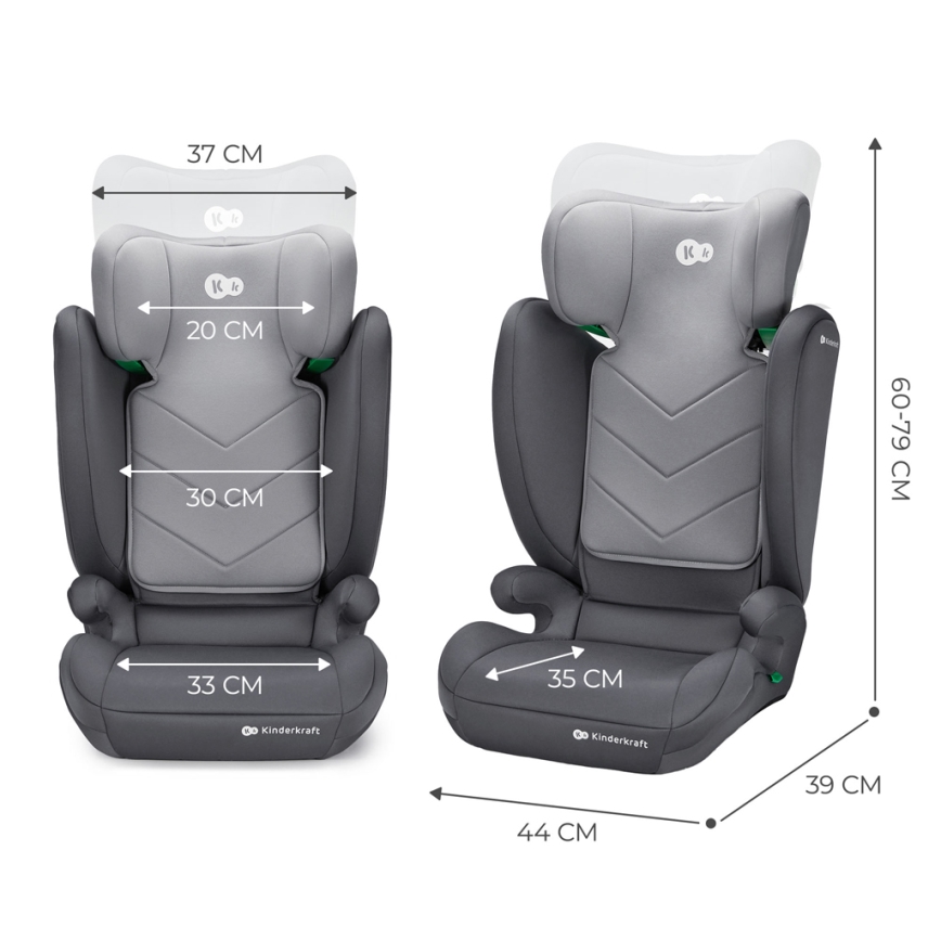 KINDERKRAFT - Autostoel I-SPARK i-Maat (100-150 cm) grijs