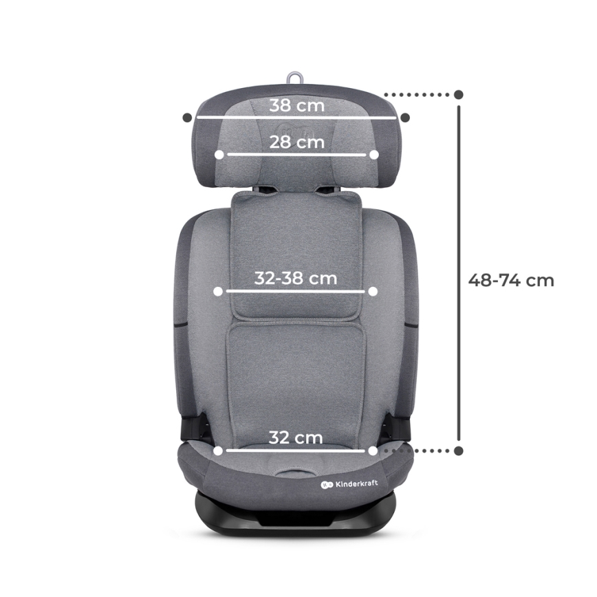 KINDERKRAFT - Autostoel ONETO 3 i-Maat (76-150 cm) + Isofix Cool grijs