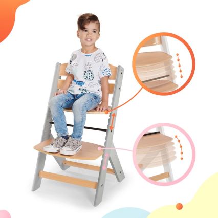 KINDERKRAFT - Baby eetstoel met bekleding ENOCK grijs