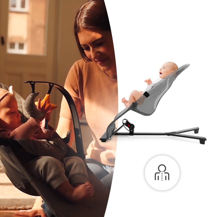 KINDERKRAFT - Baby ligstoel MIMI grijs