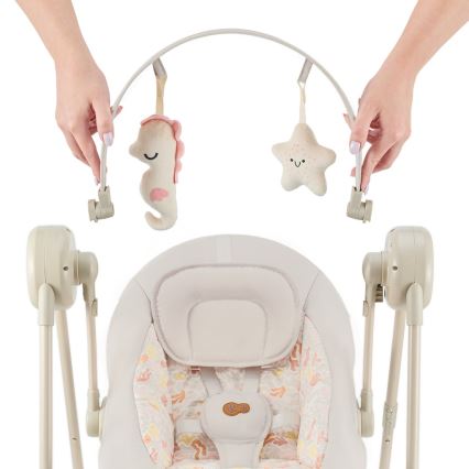 KINDERKRAFT - Babyswing met melodie SWINGEE beige 4xAAA/230V
