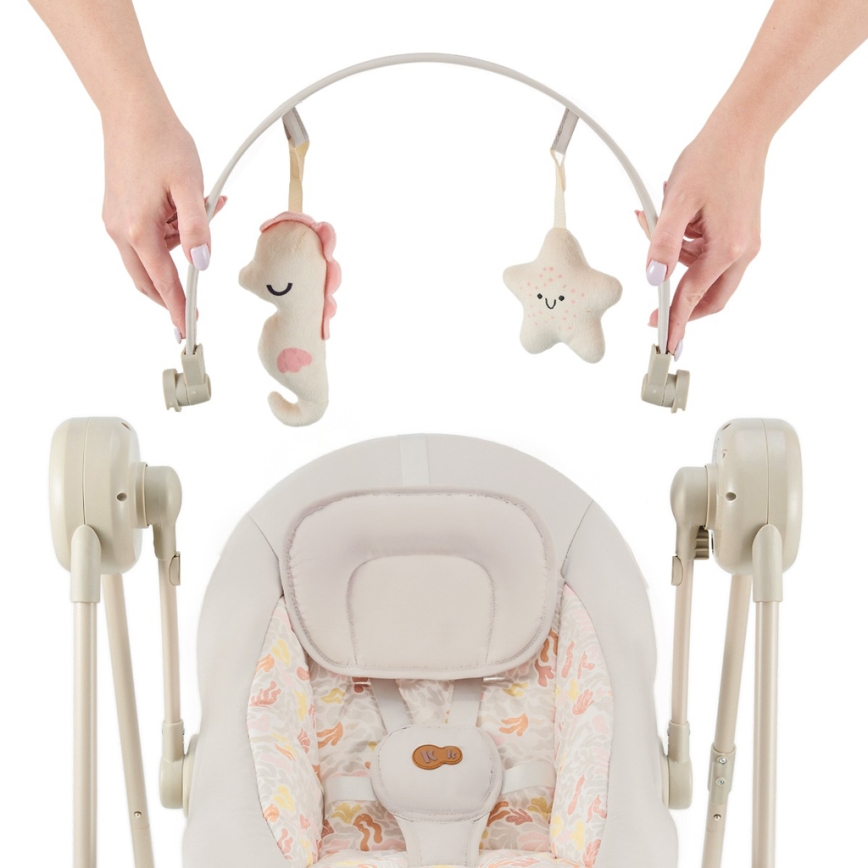 KINDERKRAFT - Babyswing met melodie SWINGEE beige 4xAAA/230V