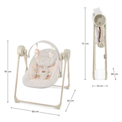 KINDERKRAFT - Babyswing met melodie SWINGEE beige 4xAAA/230V