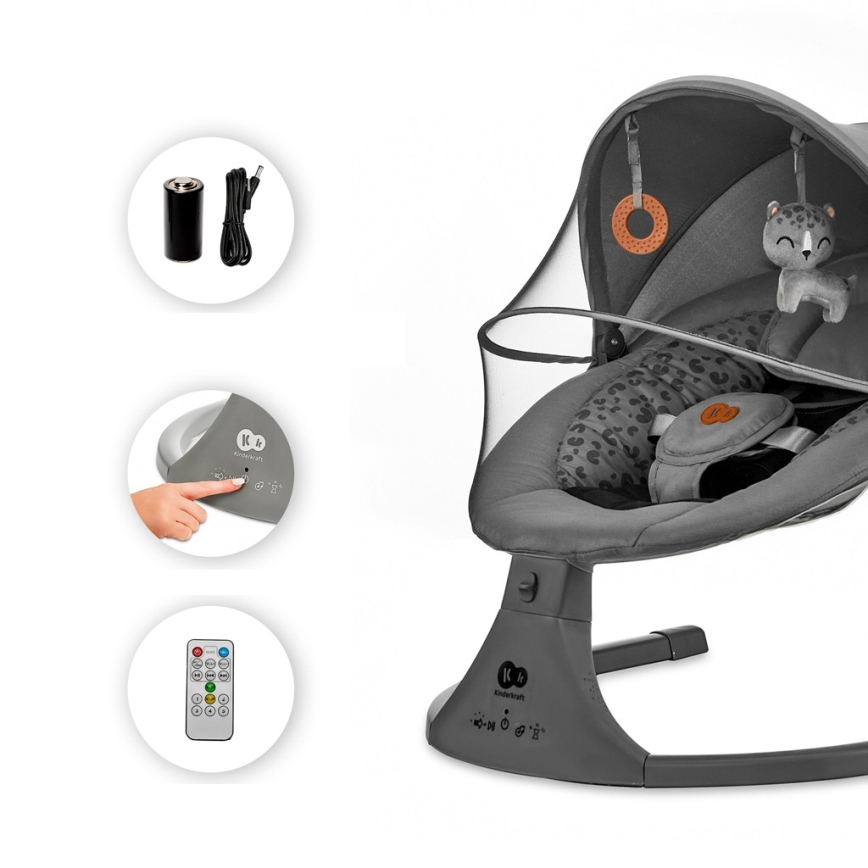 KINDERKRAFT - Babywip met melodie 2in1 LUMI 4xAAA donker