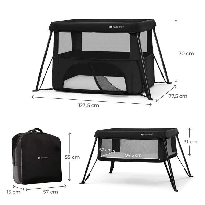 KINDERKRAFT - CAMI 3-in-1 reisbedje zwart