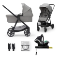KINDERKRAFT - Combinatie kinderwagen 4-in-1 NEWLY Classic grijs + autostoeltje MINK PRO met ISOFIX-basis