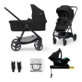 KINDERKRAFT - Combinatie kinderwagen 4-in-1 NEWLY Classic zwart + autostoeltje MINK PRO met ISOFIX basis